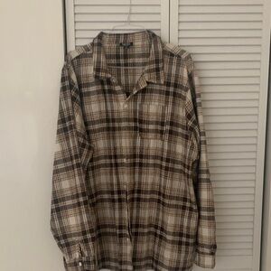Boohoo Men's Plaid Shirt in Brown and Cream